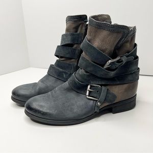 Miz Mooz Savvy Leather Buckle Ankle Slouchy Boots EU 38